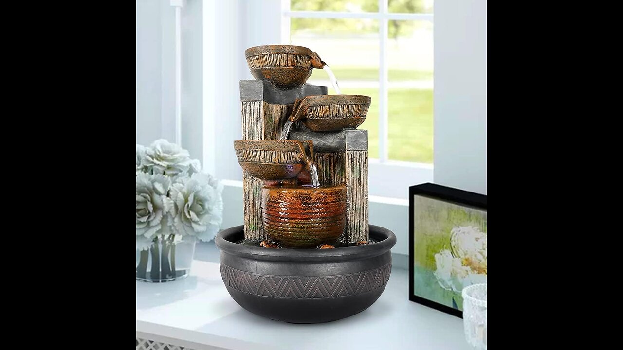 ✨ Relaxing Tabletop Fountain w/ LED Lights for Home & Office 🌿💧