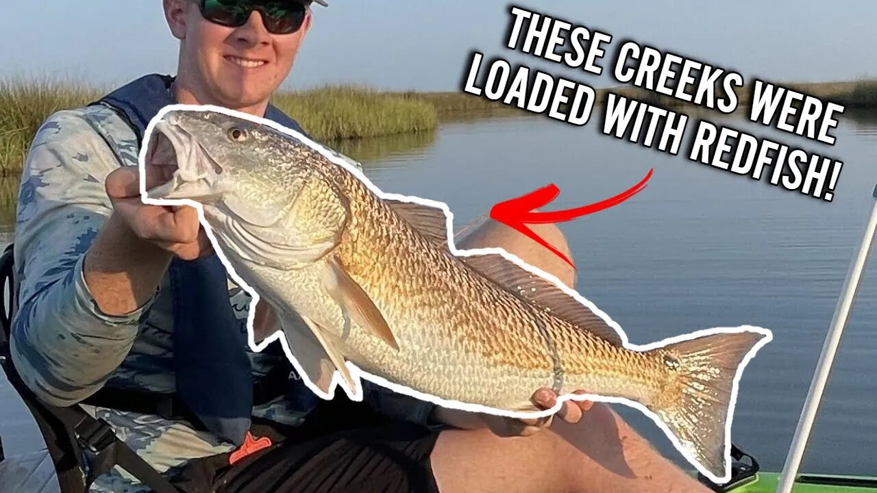 **Huge Redfish and Inshore Slam!!** Kayak Fishing the Marsh! | Heron Bay, Alabama