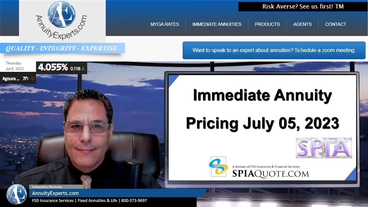 Immediate Annuity SPIA Pricing July 2023 | Rates are up | (A+) rated carrier sample quotes per $100K