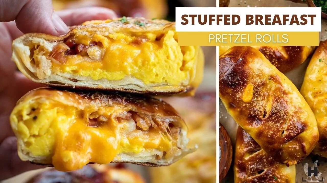 Stuffed Breakfast Pretzel Rolls -- your new favorite breakfast! --iamhomesteader.com