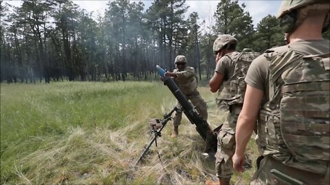 U.S. Army Soldiers Fire 120mm Mortar Weapon System