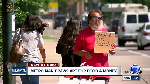 Denver man draws art for food and money