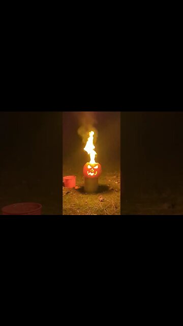 Flaming Pumpkin in the Back Yard