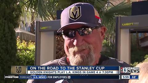 Fans gather at Mandalay Bay beach to watch the Golden Knights in playoff game 4