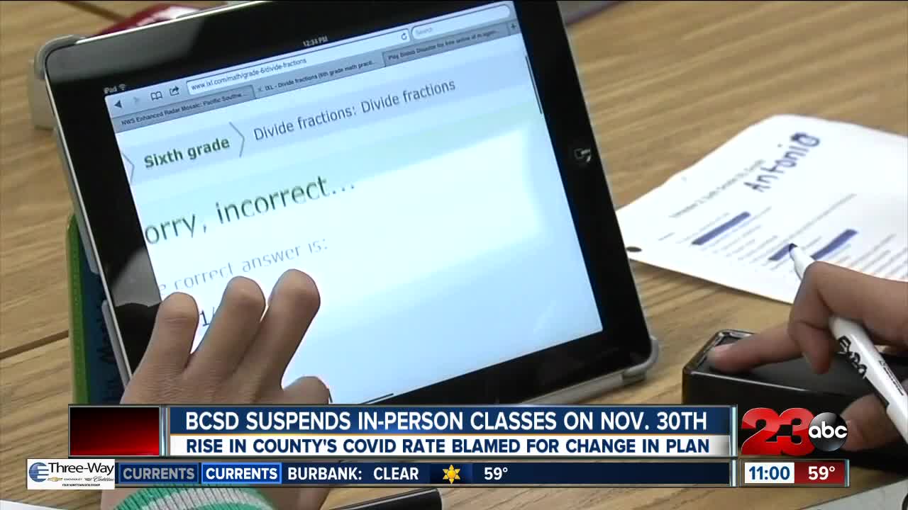 BCSD suspends in-person instruction due to spike in COVID-19 cases