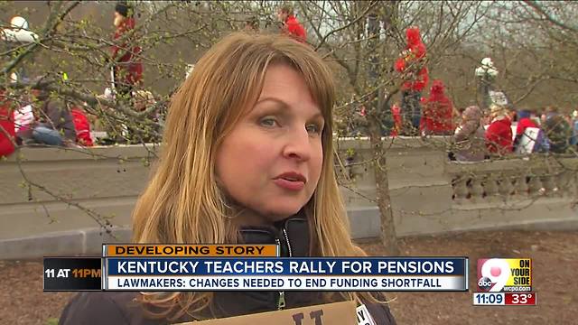 Kentucky teachers rally for their pensions in Frankfort