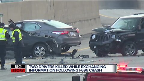 2 dead after getting hit by oncoming traffic on I-696 while exchanging information following crash