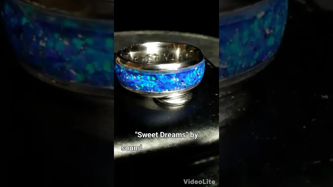 ๐ Blue Ice Crushed Opal Ring Stainless Steel 8mm Band - TwinFlameRings.com ๐งก