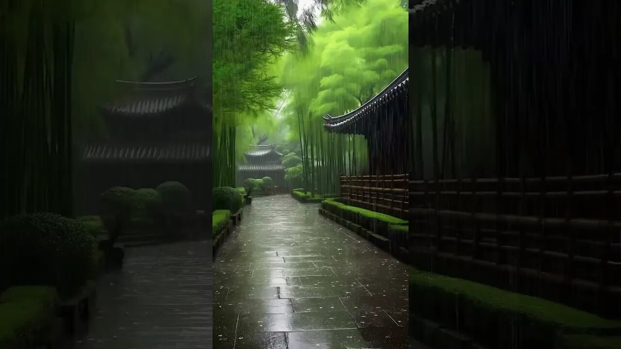 雨声冥想雨林漫步：古院落雨声助眠音乐，快速放松，冥想治愈失眠烦恼，体验深度睡眠与身心宁静#BGM#shorts #shortsvideo #sleepmusic #rainsounds #rain