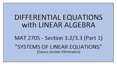 MAT 2705 - Sections 3.2 & 3.3 (Part 1)