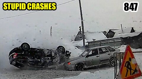 Stupid crashes 847 January 2024 car crash compilation