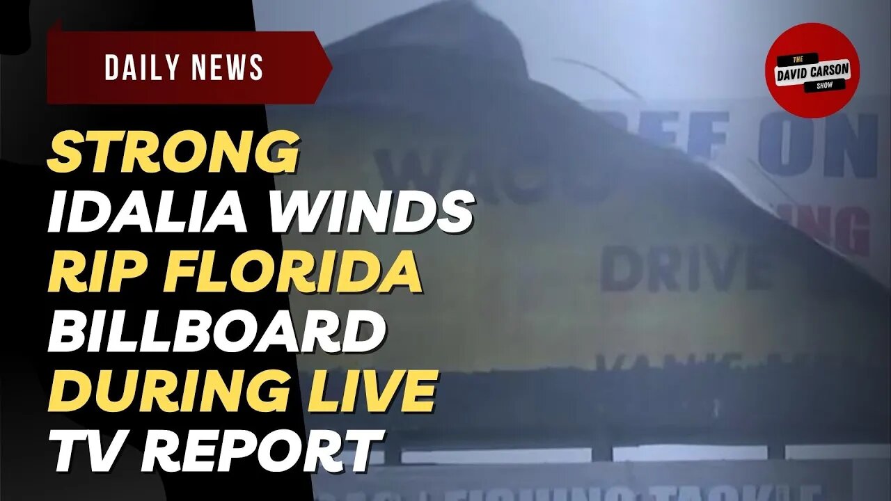 Strong Idalia Winds Rip Florida Billboard During Live TV Report