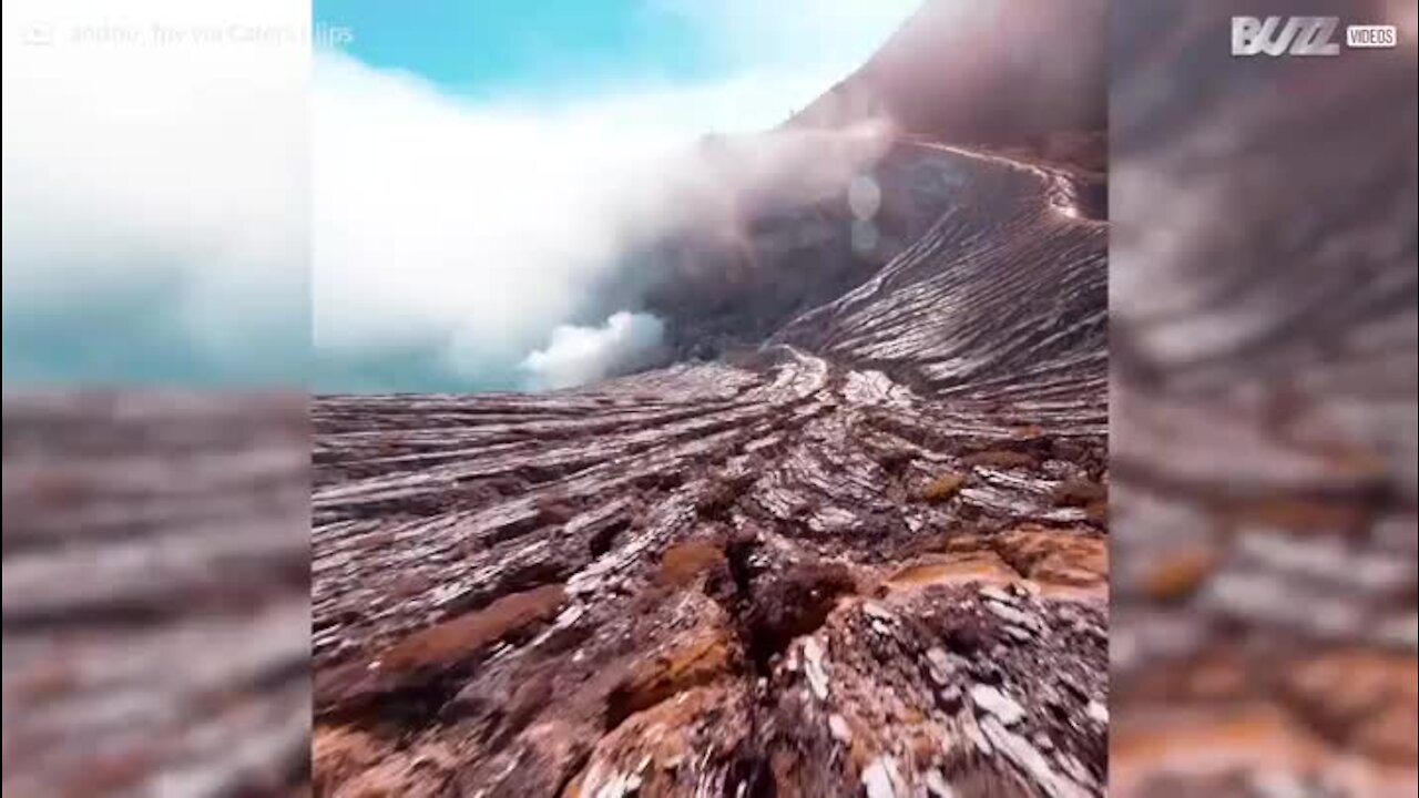 Drone captas imagens impressionantes dentro de vulcão