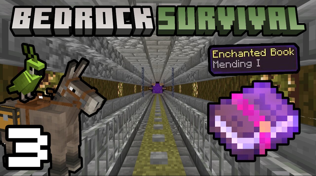 Bedrock Survival 3 Nether Tunnel & Mending Book!