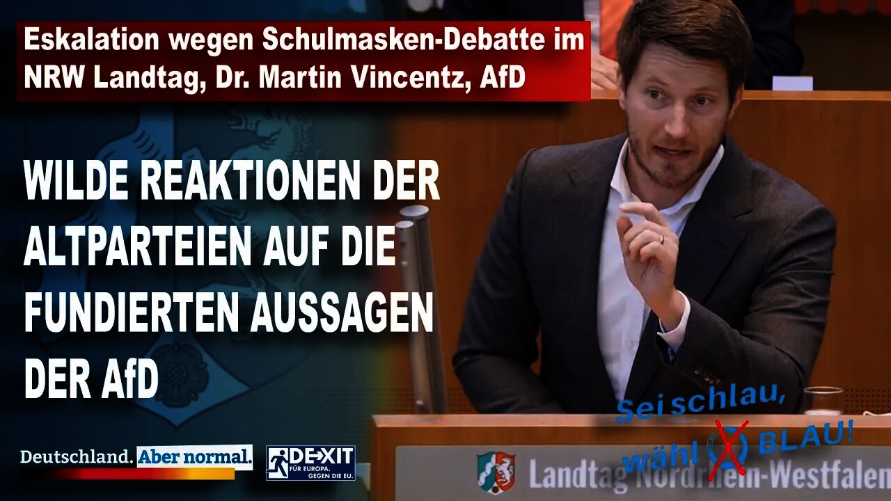 Eskalation wegen Schulmasken-Debatte im NRW Landtag, Dr. Martin Vincentz, AfD