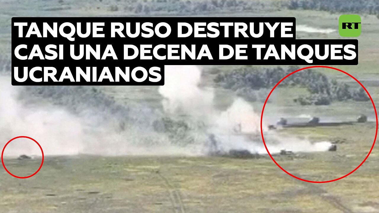 Un tanque ruso destruye casi una decena de tanques y blindados ucranianos