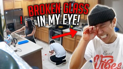 Glass Stuck In Eye Prank And Family Freaks Out And Cries