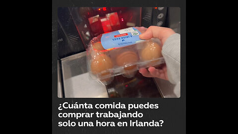 Compras en el supermercado con las ganancias de una hora de trabajo en Irlanda