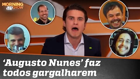 André Marinho faz bancada gargalhar com imitação de Augusto Nunes