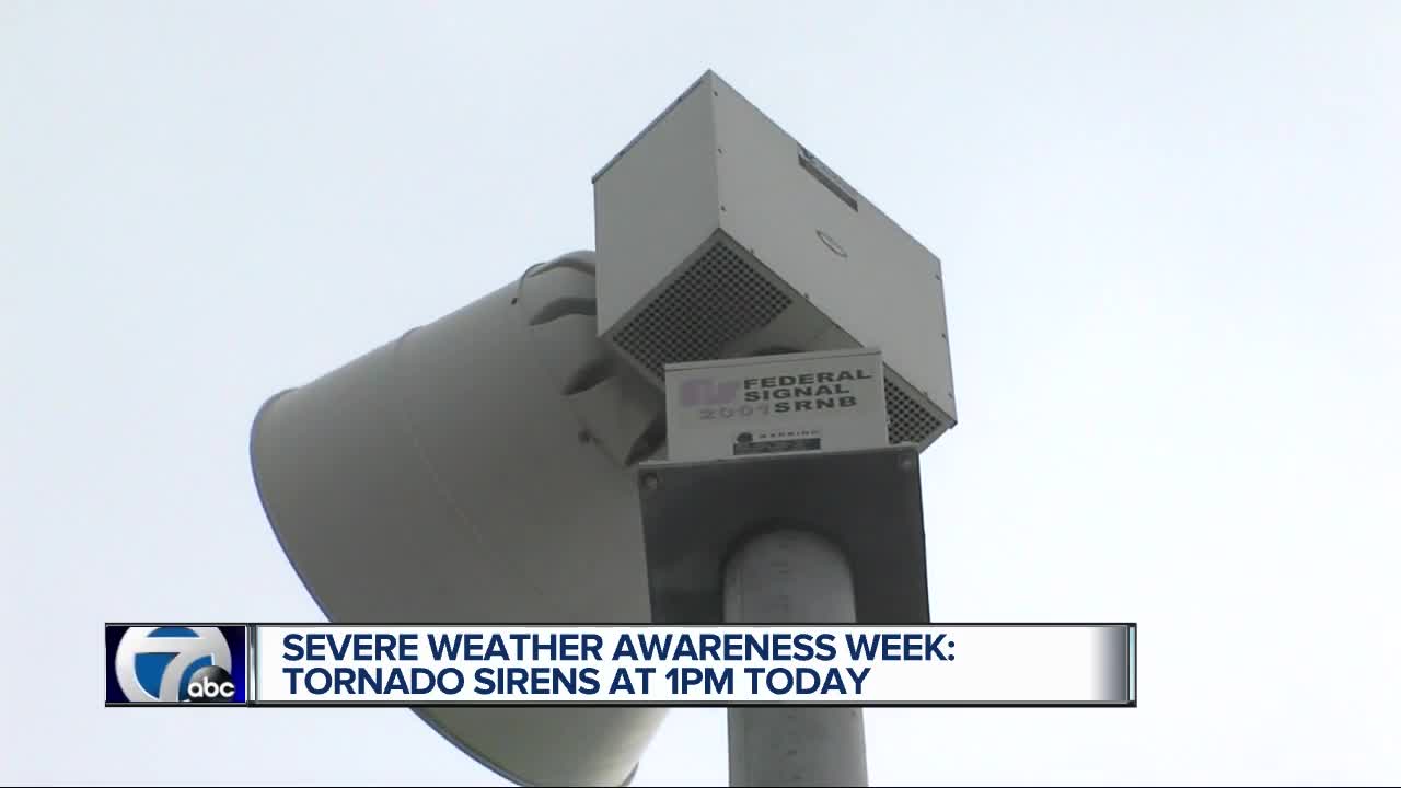 Severe weather awareness week: Tornado sirens at 1 p.m.