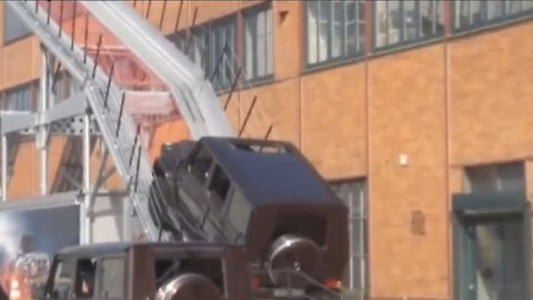 The Jeep is trying to take the height.