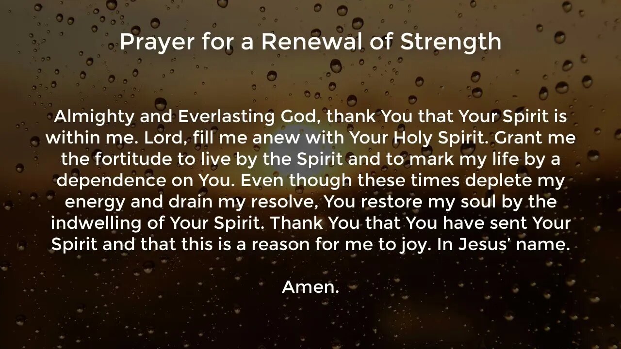 Prayer for a Renewal of Strength