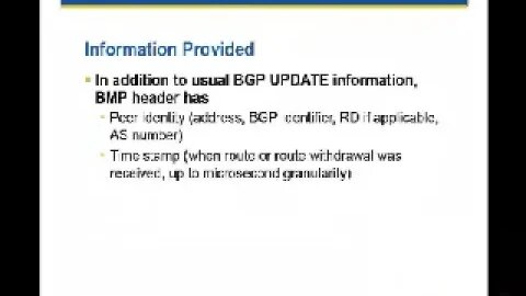 BMP, The BGP Monitoring Protocol