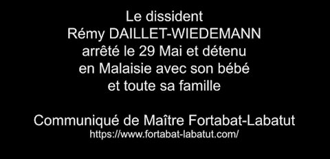 Le dissident Rémy DAILLET-WIEDEMANN arrêté le 29 Mai 2021 en Malaisie avec son bébé et sa famille