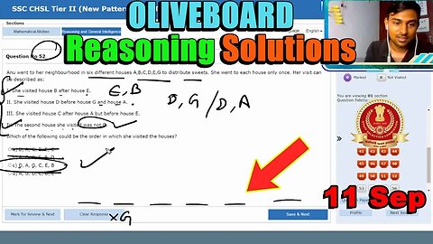 🔥 Reasoning Solutions SSC CHSL Tier 2 Oliveboard 11 Sep | MEWS Maths #ssc #oliveboard #cgl2023