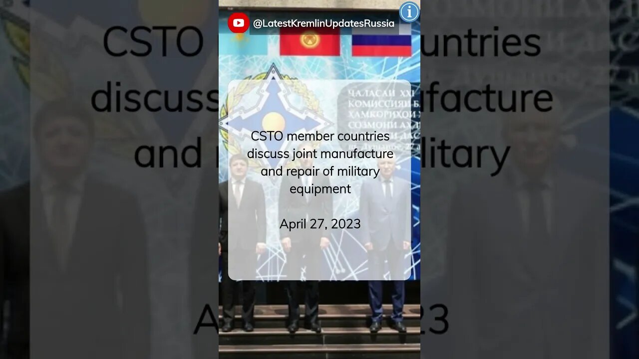 Trailer: Russia's Deputy PM Manturov at CSTO Meeting in Dushanbe