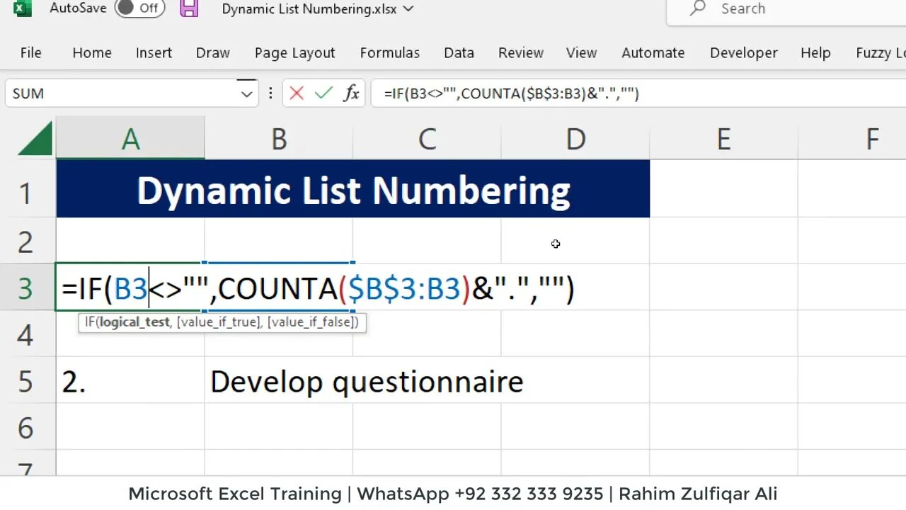 Create Dynamic List Numbering in Microsoft Excel