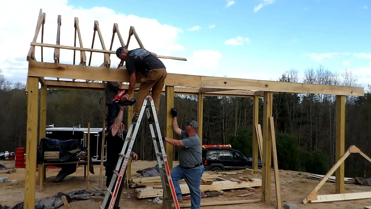 Getting work done on the Pavillion today at the Homestead.