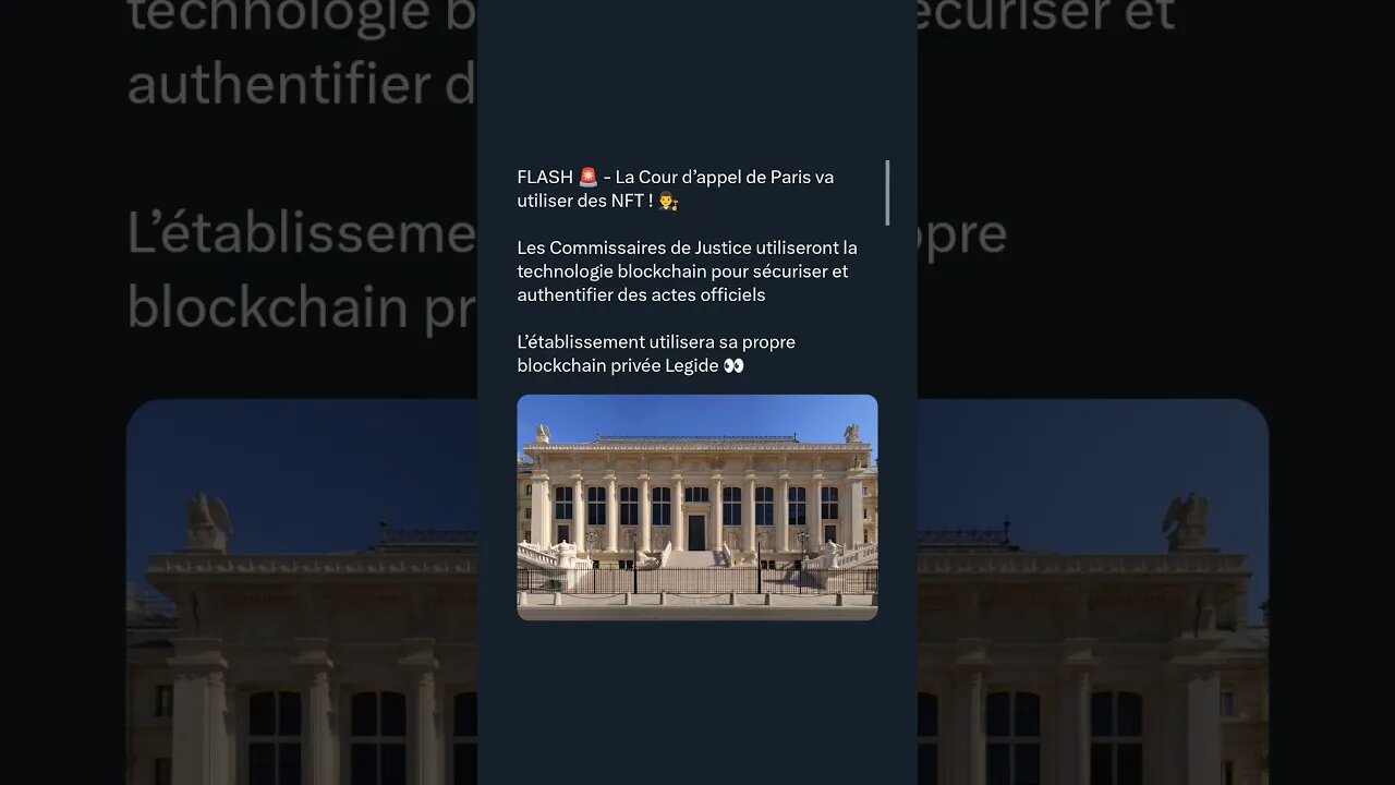 FLASH 🚨 - La Cour d’appel de Paris va utiliser des NFT ! 👨‍⚖️