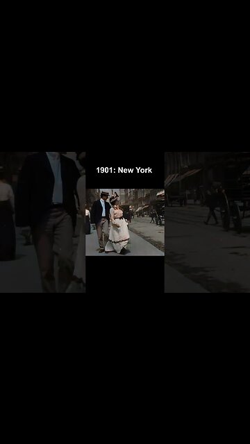 1901: New York City. Woman's Dress Blown Up By Shaft | 60fps, Colorized, AI Enhanced, Sound Design