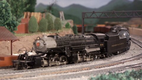 PRR HH1 double headed with N&W Y6b with a stock train.