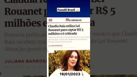 CLAUDIA RAIA TEM 5 MILHÕES LIBERADOS PELA LEI ROUANET 😂😂😂 #shorts