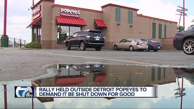 Rally held outside Detroit Popeyes to demand it be shut down for good