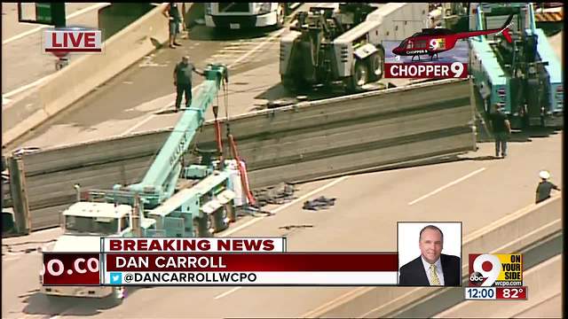 Overturned semi closes southbound Interstate 71 at Lytle Tunnel
