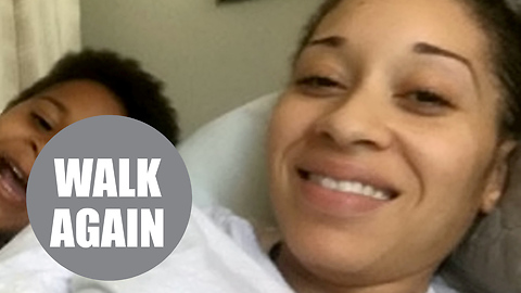 A young mom who was left paralyzed after a shooting walks again