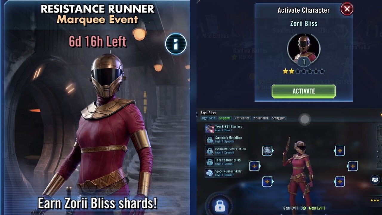 Basic Play-Through of Marquee Event “Resistance Runner” | Unlocking Zorii Bliss | SWGOH