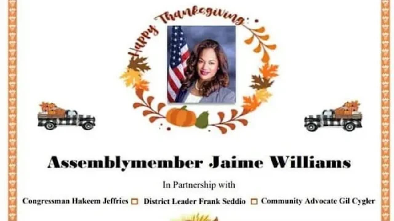 Thanksgiving Turkey giveaway at 5318 Avenue N BK NY 11/20 hosted by Assemblymember Jamie Williams