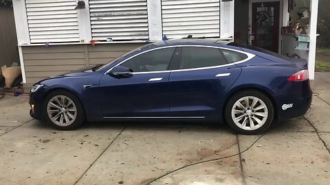 Tesla Model S Wrapped in Matte Blue Chrome