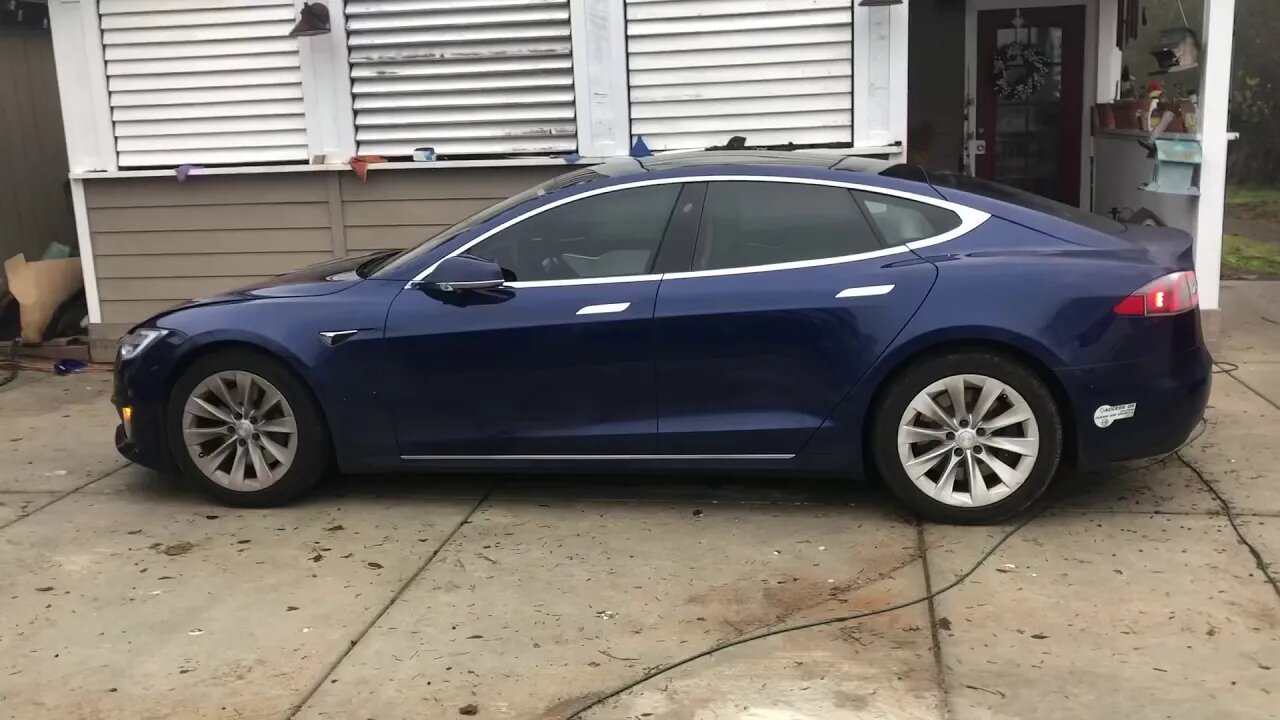 Tesla Model S Wrapped in Matte Blue Chrome