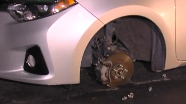 Boynton Beach woman says all four wheels stolen off car