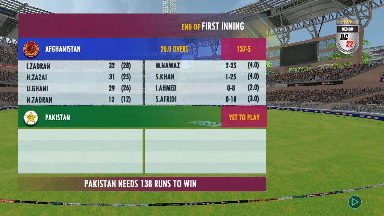 Pak Vs Afg T20 Match | English Real Cricket 22 : 👍 Good stream | Playing Solo |