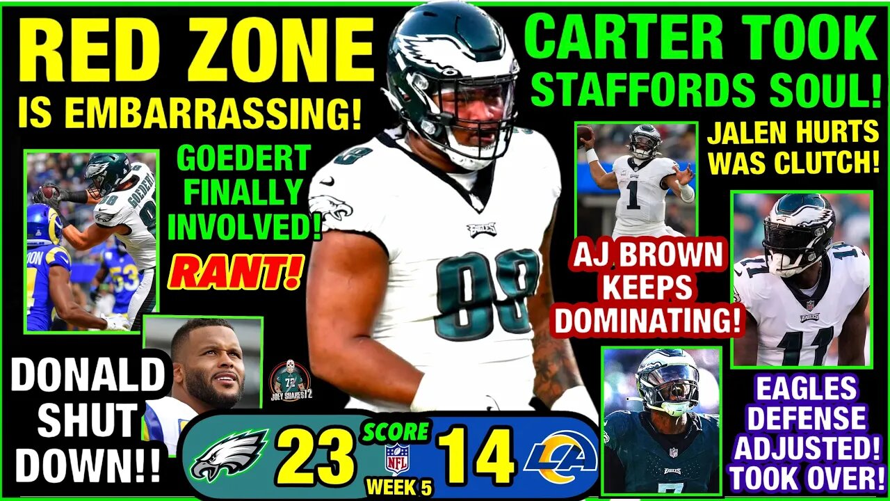 EAGLES RED ZONE YIKES! CARTER TOOK HIS SOUL! AJ BROWN DOMINATED! RAMS SHUT DOWN! 5-0! HUGE WIN!