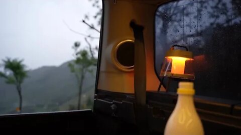 Camping @ alone @ in @ the @ car @ on @ the @ day @ of @ the typhoon