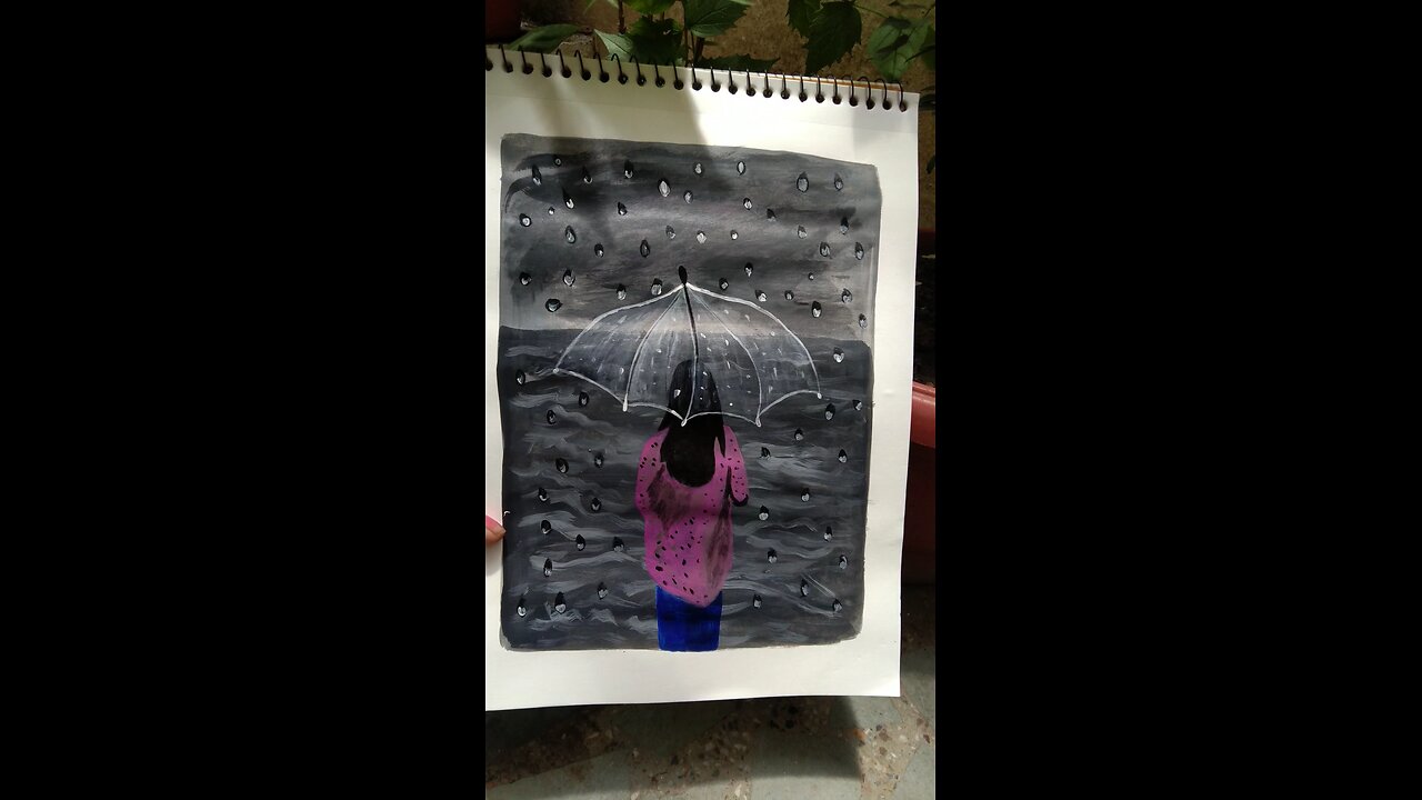 Painting cutest girl in the rain 🌧️☔🌧️☔