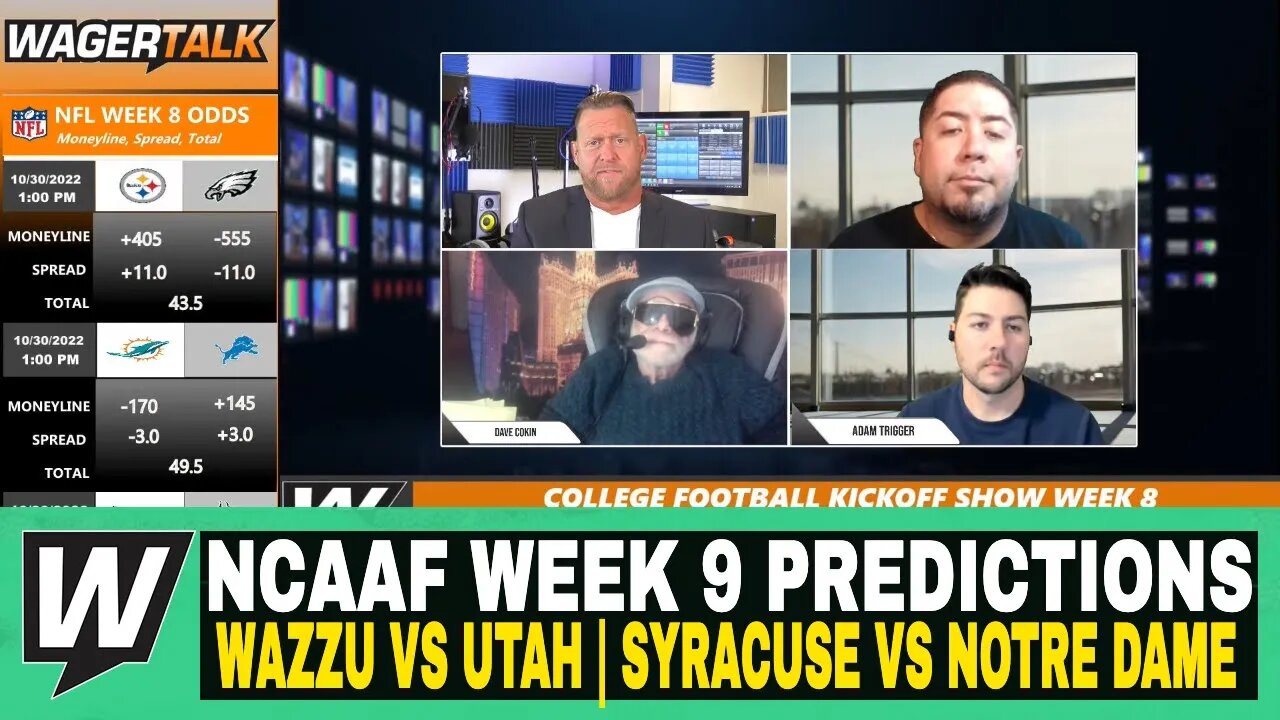 Happy Hour CFB Kickoff Show | NCAAF Week 9 Predictions | Wazzu vs Utah | Syracuse vs Notre Dame