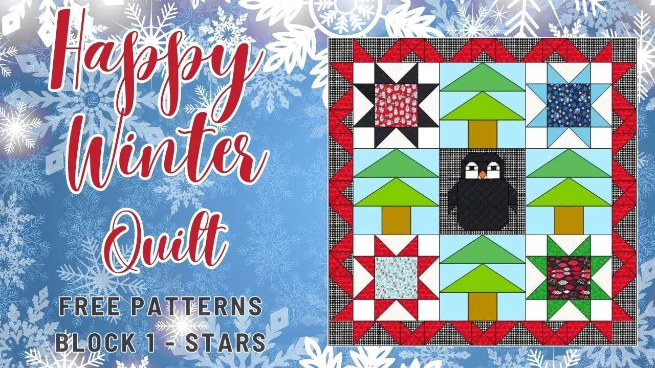 Happy Winter Quilt - Block 1 Stars - Free Pattern #beginnerfriendly #layercake #scrappy #quilting